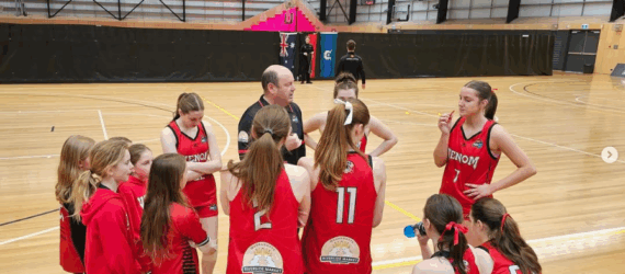 Our 12.1 Venom Girls joining the Youth League Women during a break on Sunday