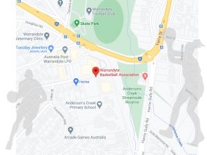 Map showing Warrandyte Basketball Association location